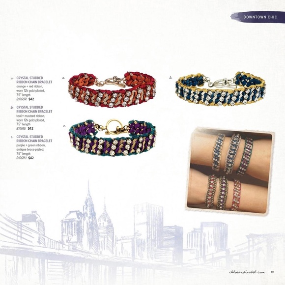 Crystal Studded Ribbon Chain Bracelet - Picture 6 of 6